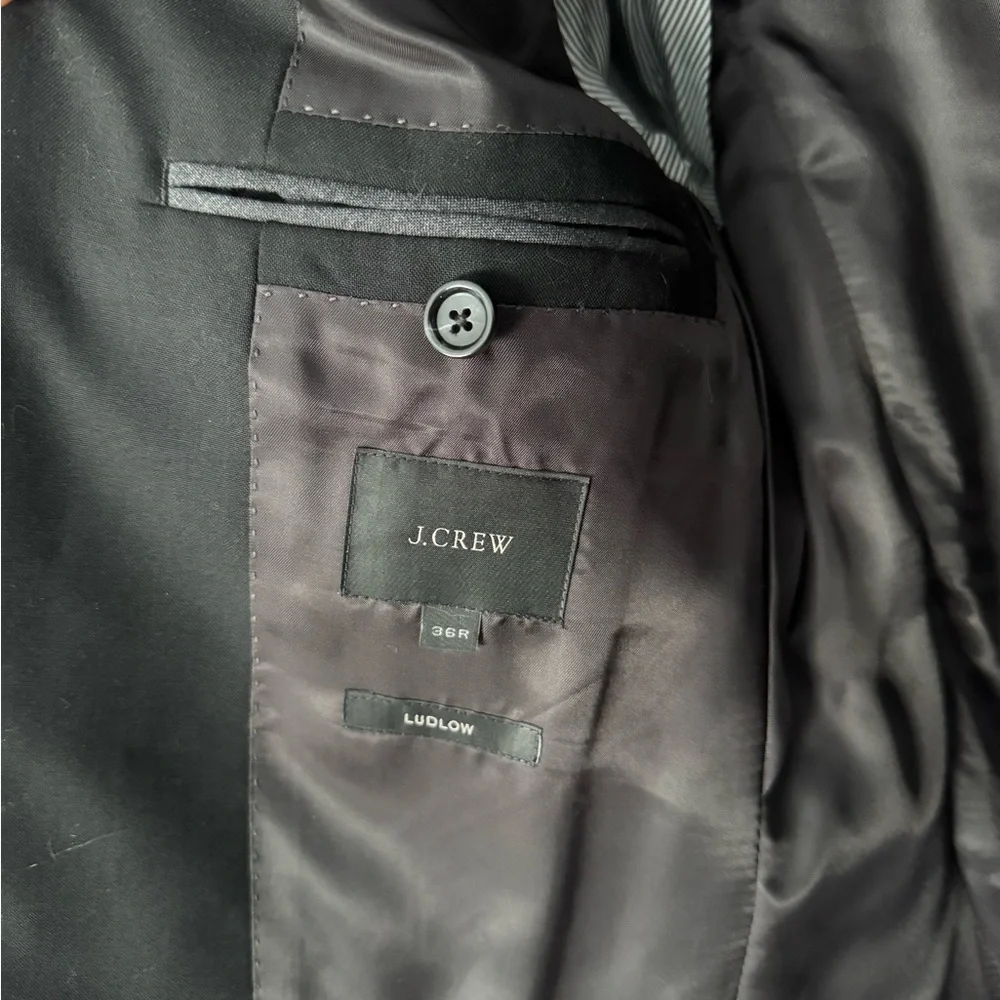 J.Crew Ludlow Italian Wool Suit Jacket 36R Slim Fit Black - Picture 4 of 4